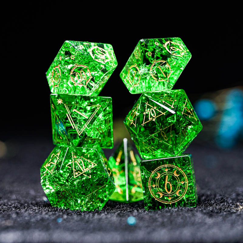 Board Game Logo - Vidro verde d & d dice