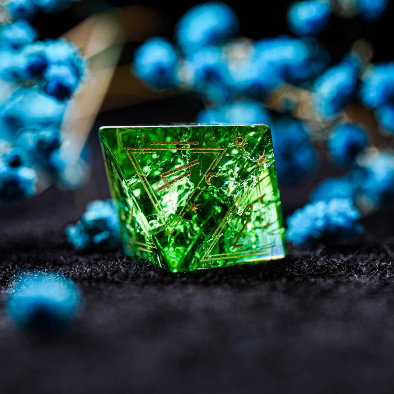 Vidro verde d & d dice conjunt - Board Game Logo avaliação e preço