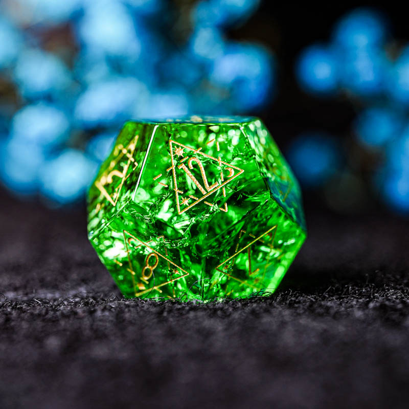 Vidro verde d & d dice conjunt - Board Game Logo avaliação e preço