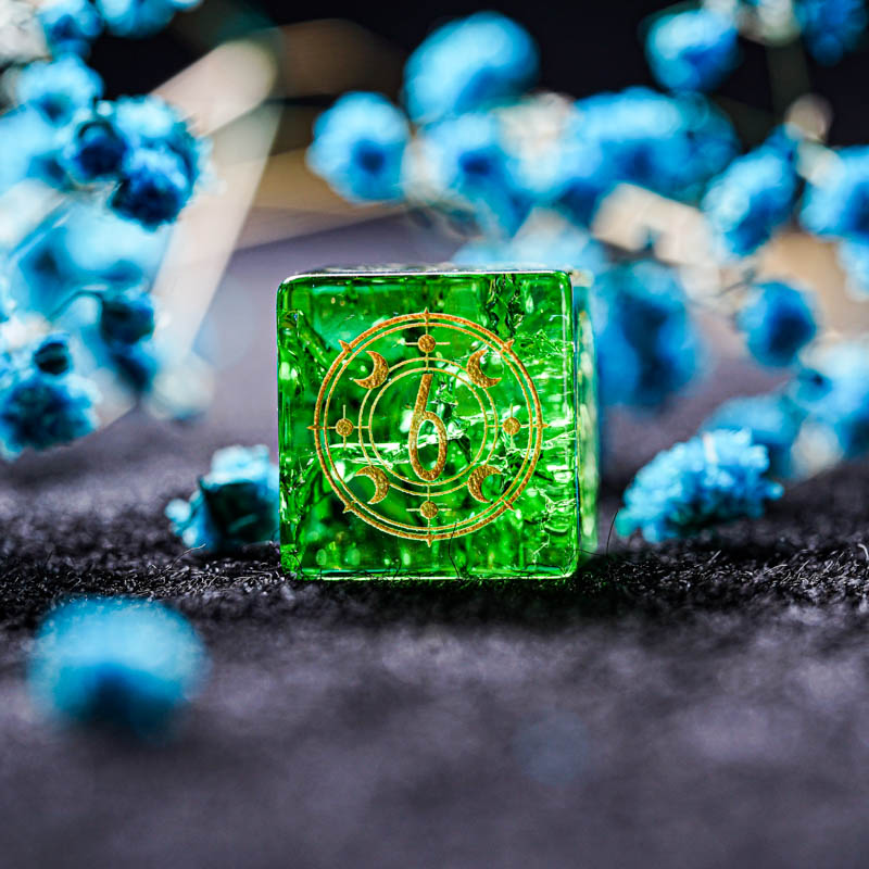 Vidro verde d & d dice conjunt - Board Game Logo avaliação e preço