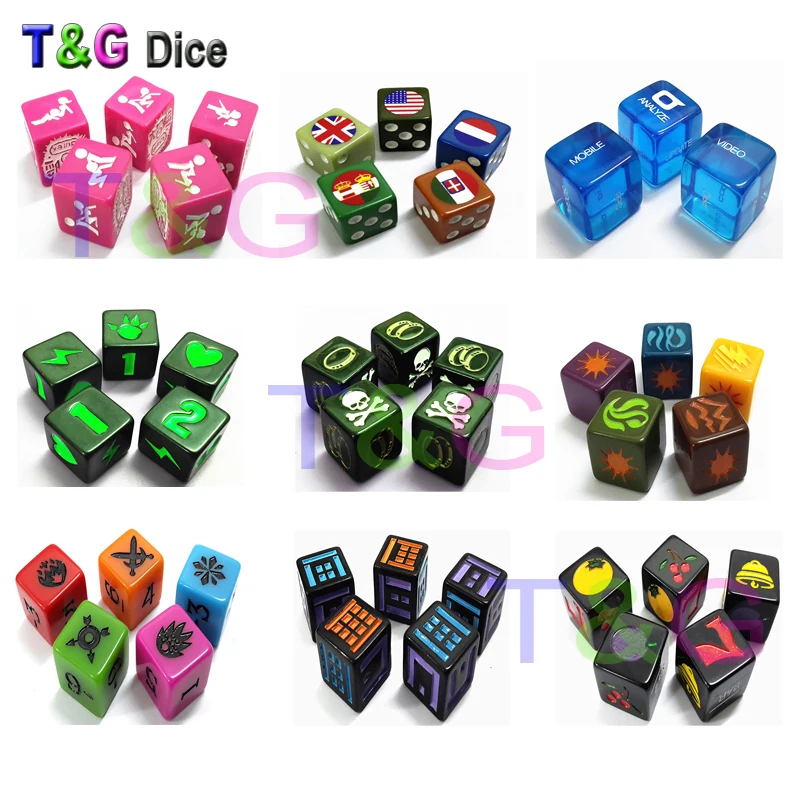 T & G-personalizado D6 Dice Lo - Board Game Logo avaliação e preço